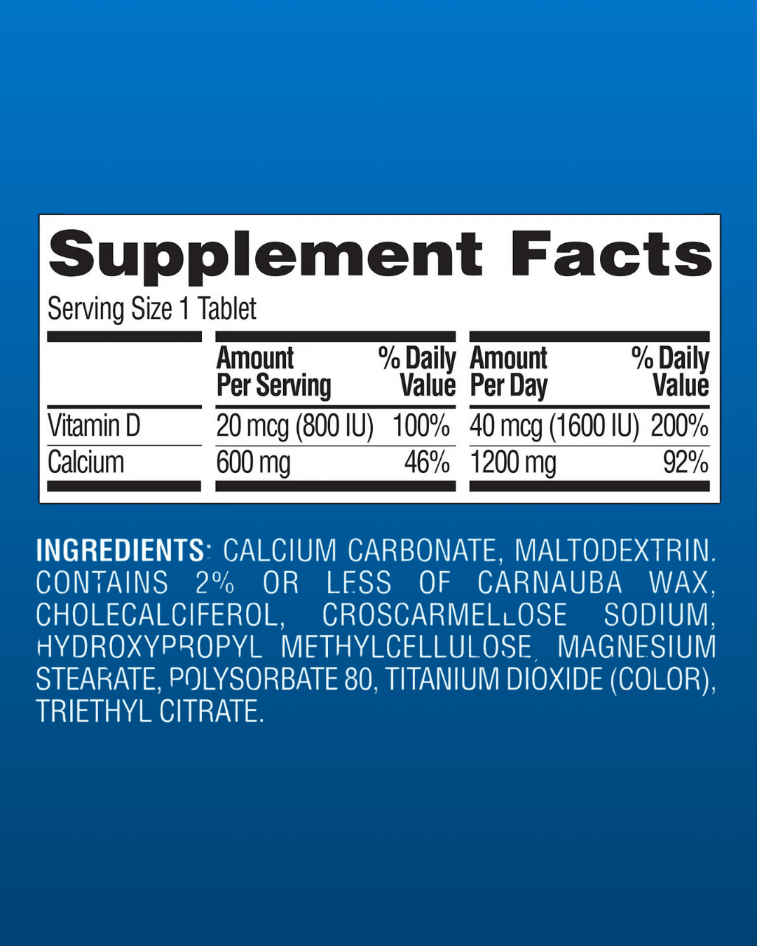 Calcio +D3, 1200mg, Member's Mark 600ct - Imagen 2