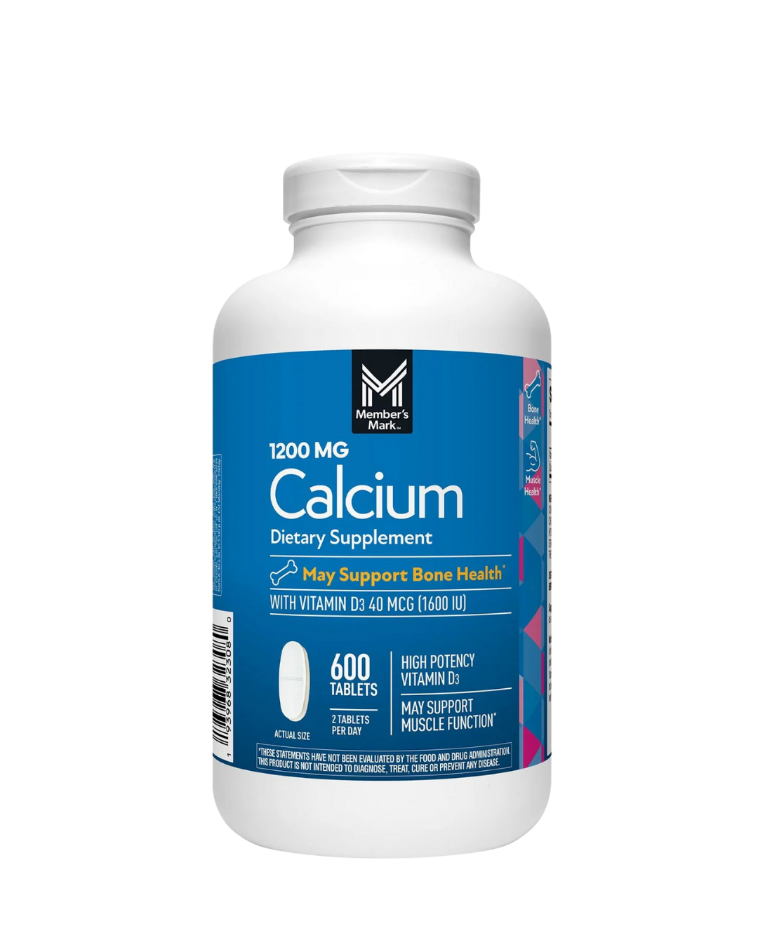 Calcio +D3, 1200mg, Member's Mark 600ct