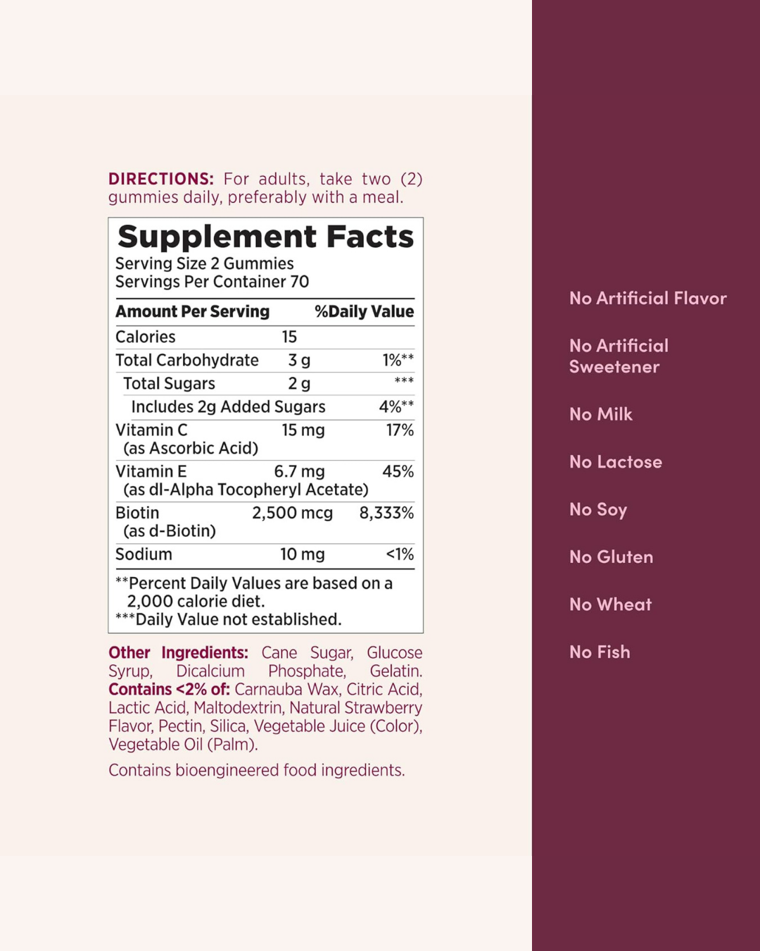 Vitamina Uñas, Piel y Cabello, 230 Gomitas, Nature's Bounty - Imagen 2